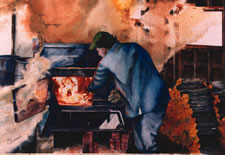 Sold Paintings: Stoking The Maple Still