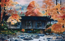 Sold Paintings: Sunburst Over Bridge